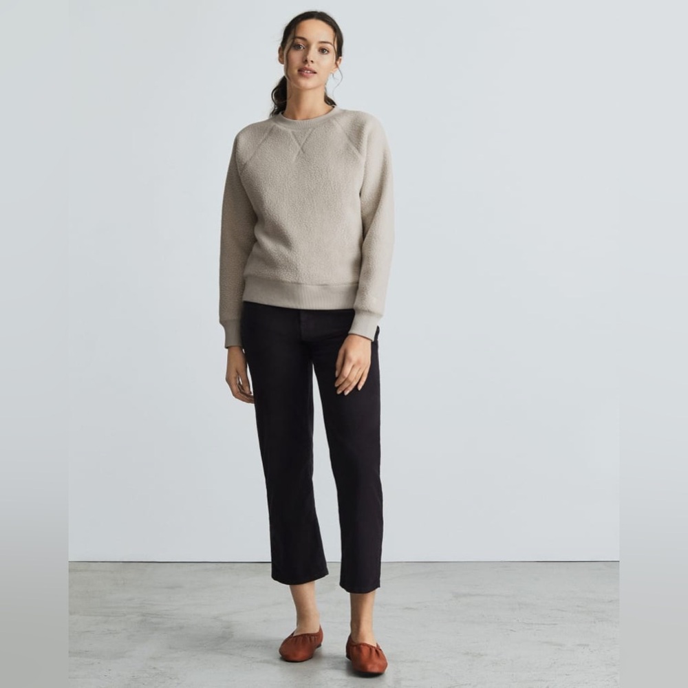Everlane The Renew Fleece Raglan Sweatshirt Oat Size Small